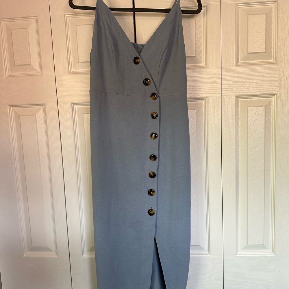 Elegant Blue Button-Down Dress